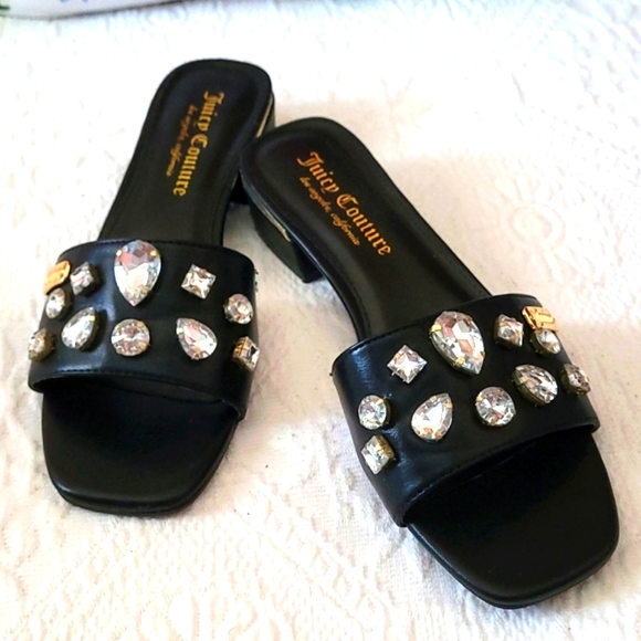 Juicy Couture Shoes - Juicy 🤩 couture black with rhine stone mules size 6.5